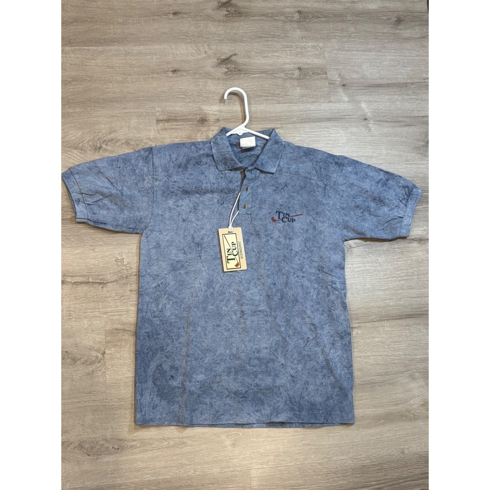 Tin Cup Polo Shirt Golf Movie Promo‎ Hand Dyed Blue Medium